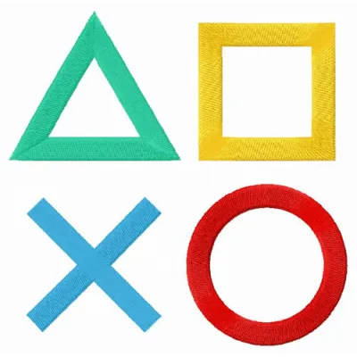 Embroidery design of the PlayStation logo, perfect for stitching on t-shirts, caps, or hoodies.