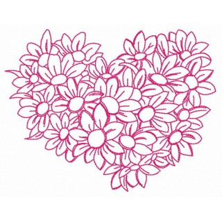 Flower heart embroidery design - Embroidery Design