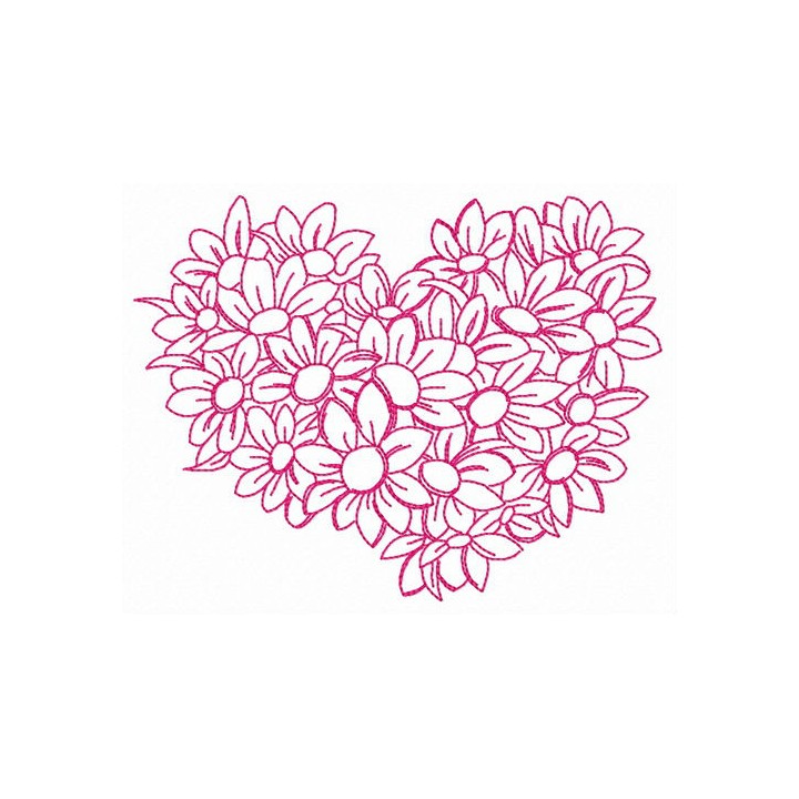 Flower heart embroidery design - Embroidery Design