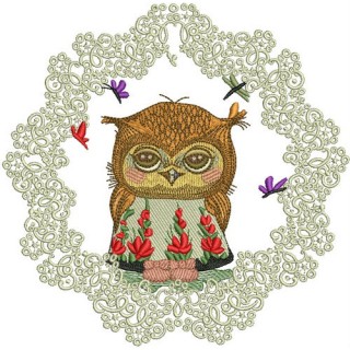 Shy owl embroidery design - Embroidery Design