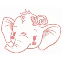 Shy elephant muzzle embroidery design showcasing a cute and whimsical stitched motif for various projects.