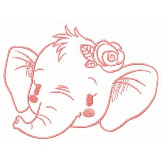 Shy elephant muzzle embroidery design - Embroidery Design