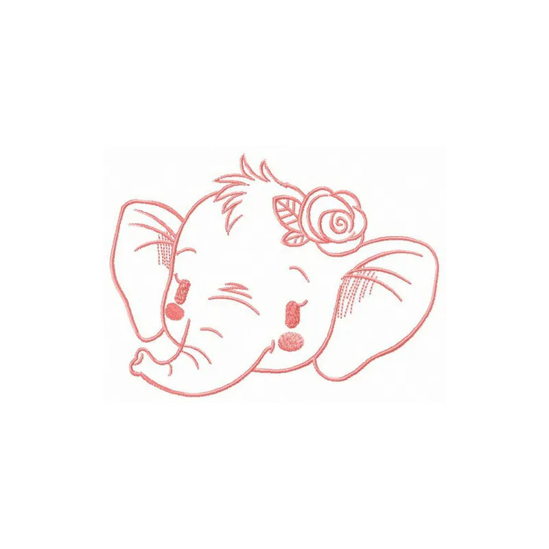 Shy elephant muzzle embroidery design showcasing a cute and whimsical stitched motif for various projects.