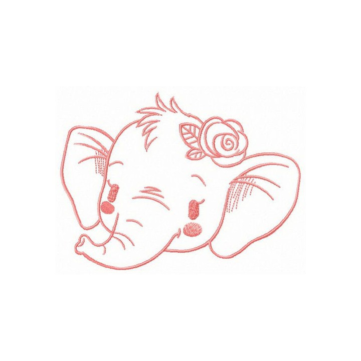 Shy elephant muzzle embroidery design - Embroidery Design