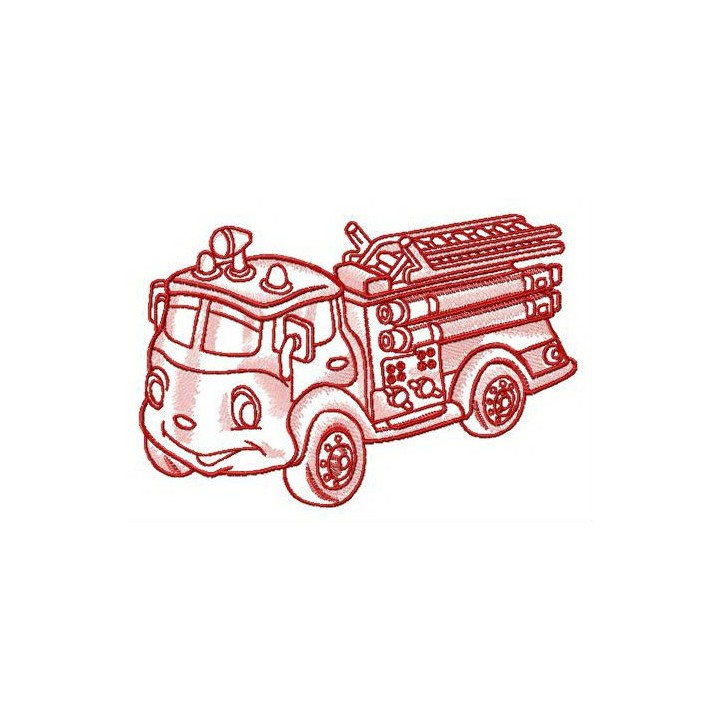 Funny fire engine embroidery design - Embroidery Design