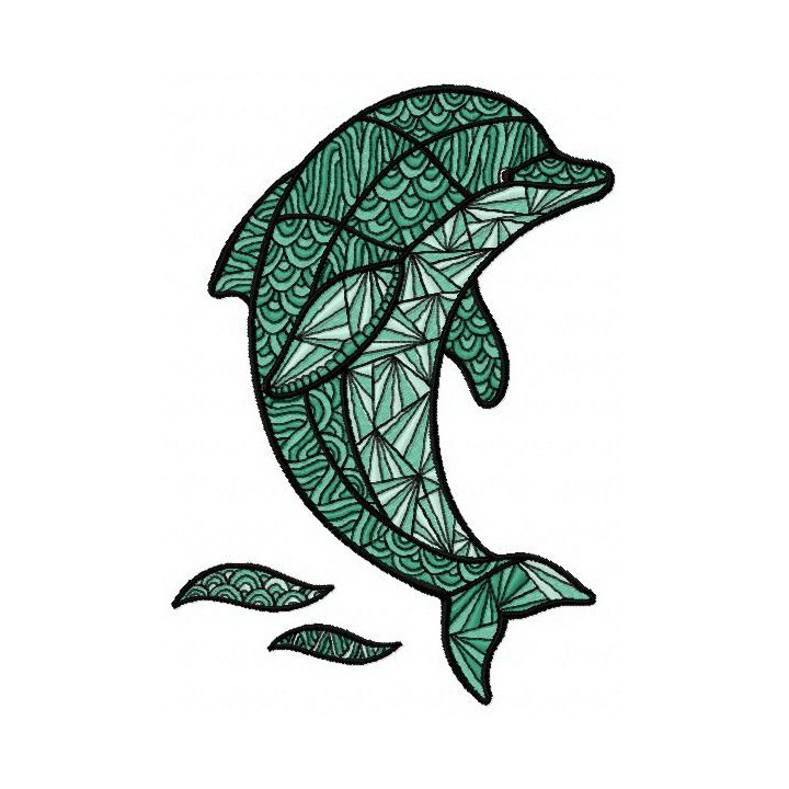 Mosaic dolphin embroidery design - Embroidery Design