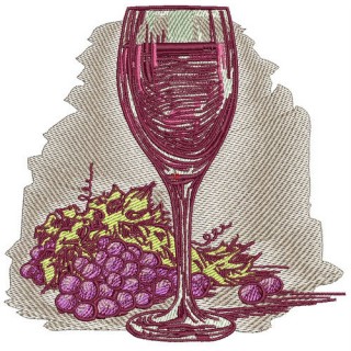 Red wine embroidery design - Embroidery Design