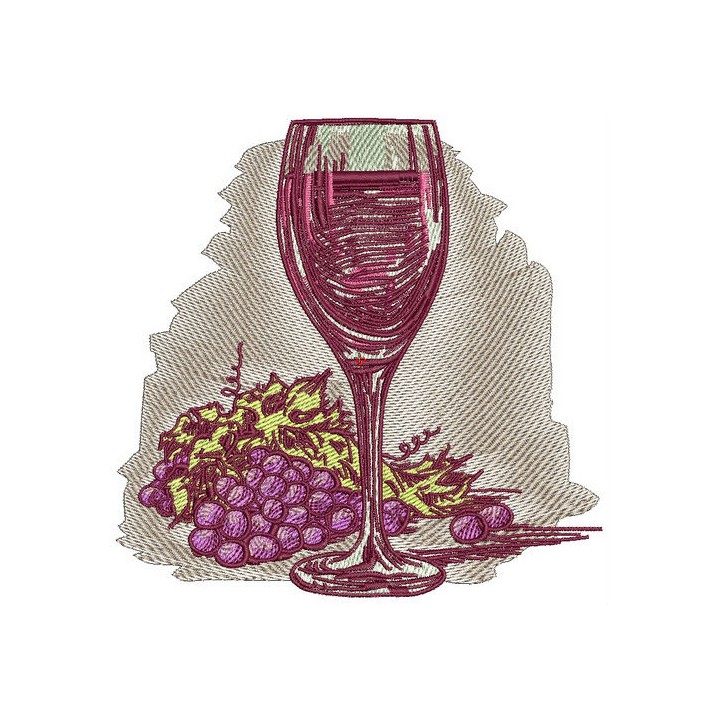 Red wine embroidery design - Embroidery Design