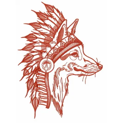 Preview of the Indian fox 4 embroidery design, showcasing intricate details for creative stitching projects.