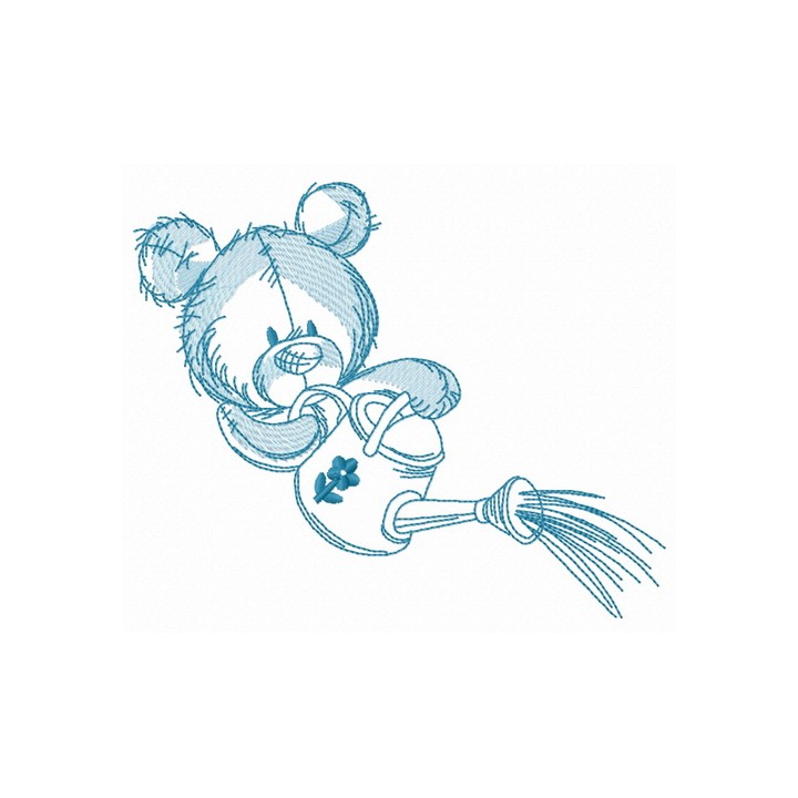 Teddy bear with watering can 10 embroidery design - Embroidery Design