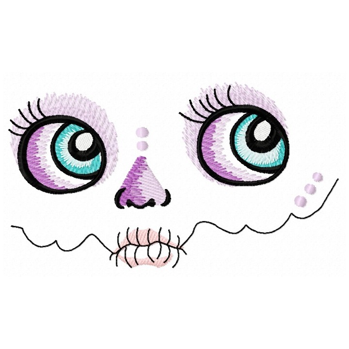 Girl with sewn mouth 3 embroidery design - Embroidery Design