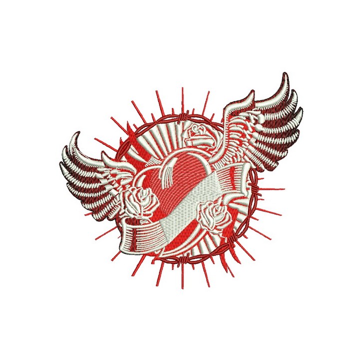 Winged heart embroidery design - Embroidery Design