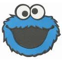 Laughing Cookie Monster embroidery design featuring a joyful character from Sesame Street, ideal for playful projects.