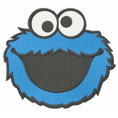 Laughing Cookie Monster embroidery design featuring a joyful character from Sesame Street, ideal for playful projects.