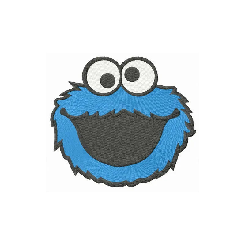 Laughing Cookie Monster embroidery design featuring a joyful character from Sesame Street, ideal for playful projects.