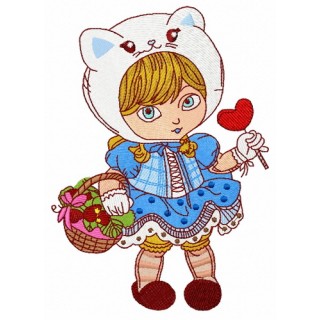 Girl in cat hat 2 embroidery design - Embroidery Design