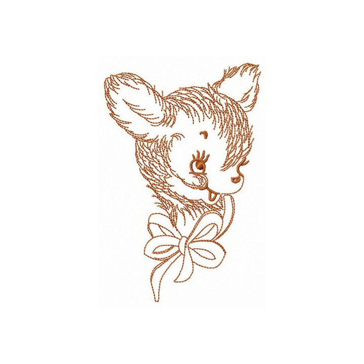 Young deer with bow embroidery design - Embroidery Design