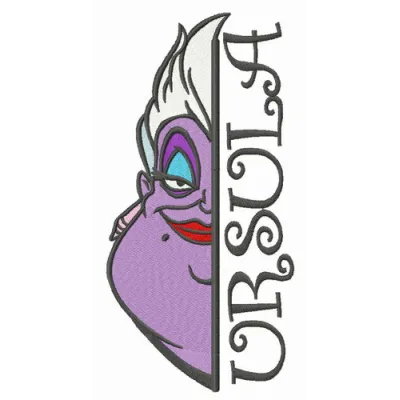 Ursula embroidery design inspired by The Little Mermaid, showcasing intricate stitched motifs for creative projects.
