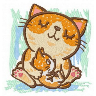 Cat's family embroidery design - Embroidery Design