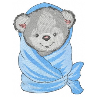 Teddy bear with bath towel 2 embroidery design - Embroidery Design