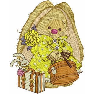 Rabbit ready for travel embroidery design - Embroidery Design