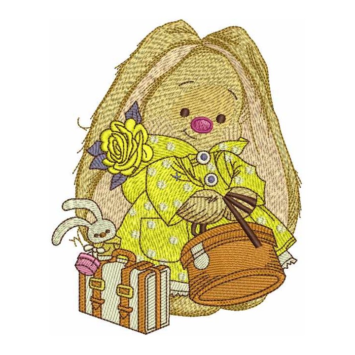Rabbit ready for travel embroidery design - Embroidery Design