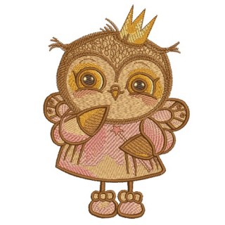 Owl princess embroidery design - Embroidery Design