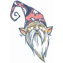 Tiny wizard 3 embroidery design featuring a whimsical gnome, perfect for stitching on t-shirts and tote bags.
