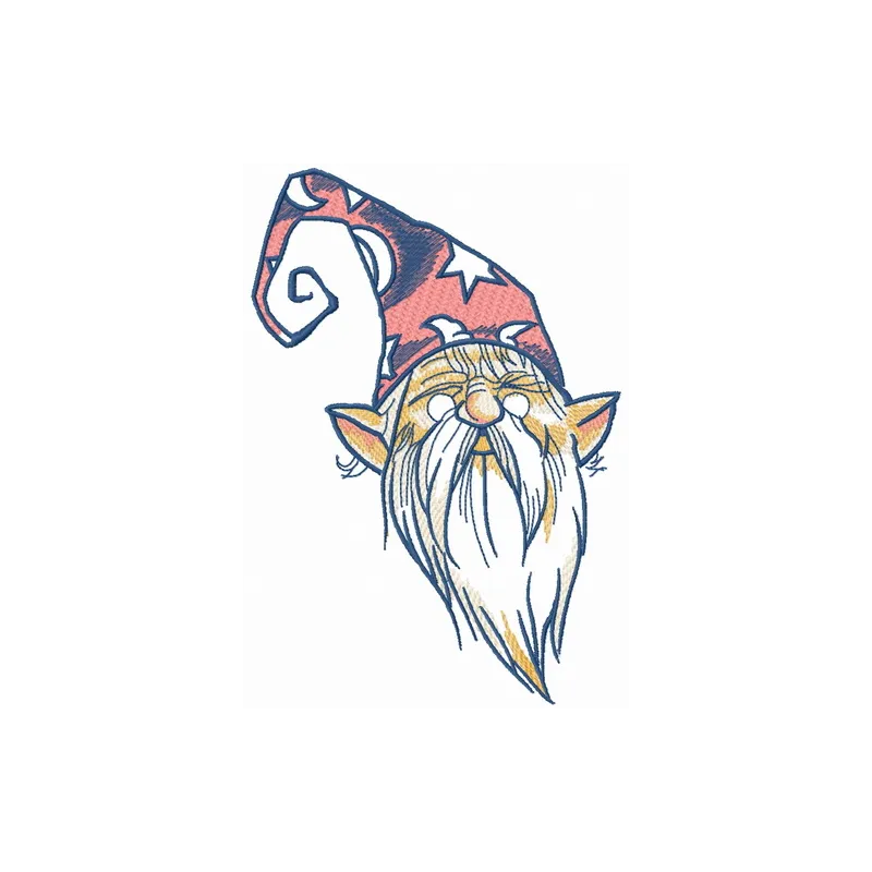 Tiny wizard 3 embroidery design featuring a whimsical gnome, perfect for stitching on t-shirts and tote bags.