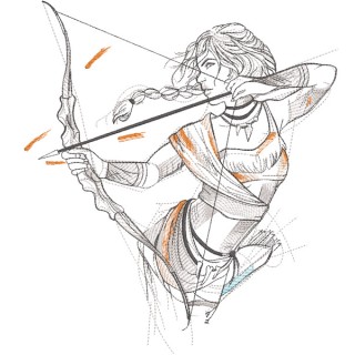 Native American shoots a bow embroidery design - Embroidery Design