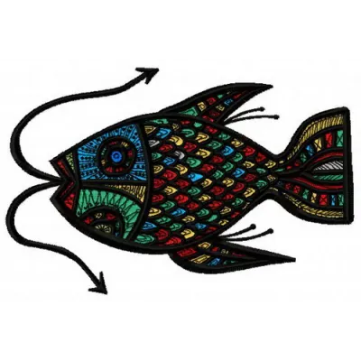 Mosaic fish embroidery design showcasing intricate patterns for sea life-themed projects.