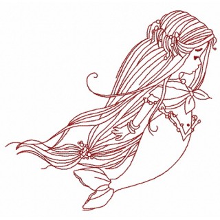 Young mermaid 2 embroidery design - Embroidery Design
