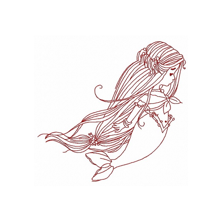 Young mermaid 2 embroidery design - Embroidery Design