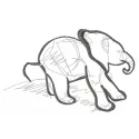 Preview of Elephant Sketch 6 embroidery design featuring a detailed outline of an elephant for stitching.