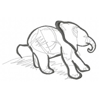 Elephant sketch 6 embroidery design - Embroidery Design