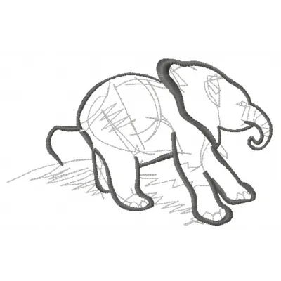 Preview of Elephant Sketch 6 embroidery design featuring a detailed outline of an elephant for stitching.