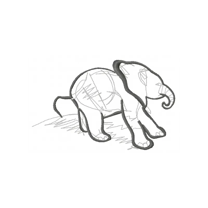 Preview of Elephant Sketch 6 embroidery design featuring a detailed outline of an elephant for stitching.