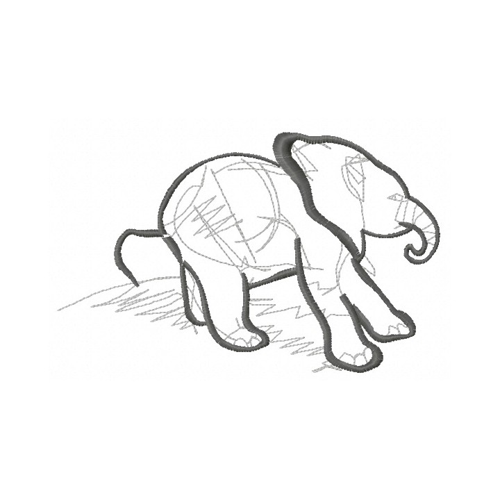Elephant sketch 6 embroidery design - Embroidery Design