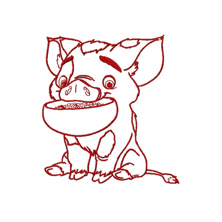 Pua with bowl 2 embroidery design - Embroidery Design