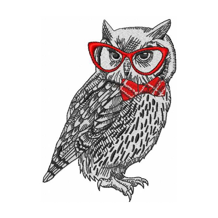 Polar owl in glasses embroidery design - Embroidery Design