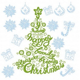 Fir-tree with wishes embroidery design - Embroidery Design