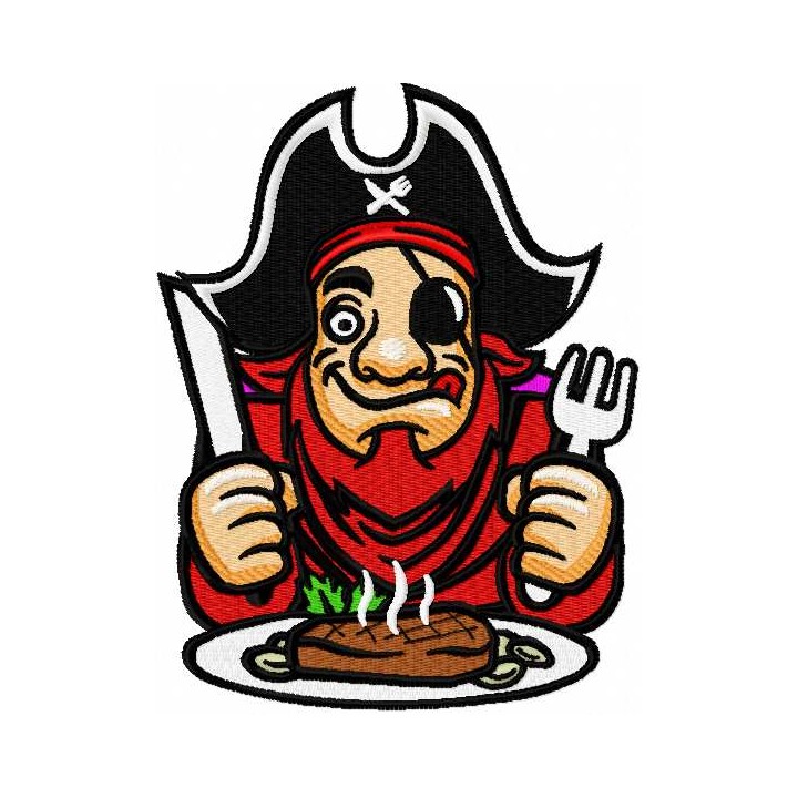 Hungry pirate embroidery design - Embroidery Design