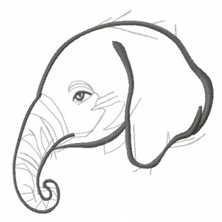 Elephant sketch 3 embroidery design - Embroidery Design
