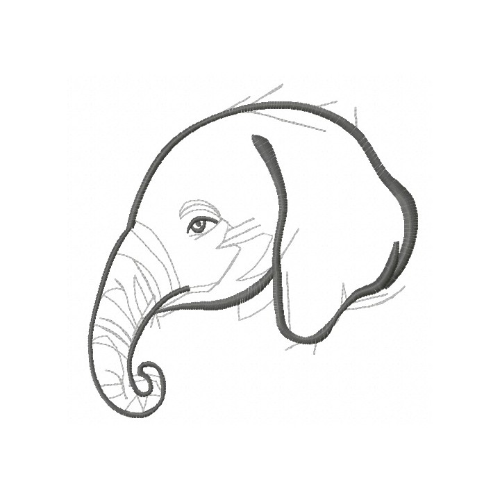 Elephant sketch 3 embroidery design - Embroidery Design