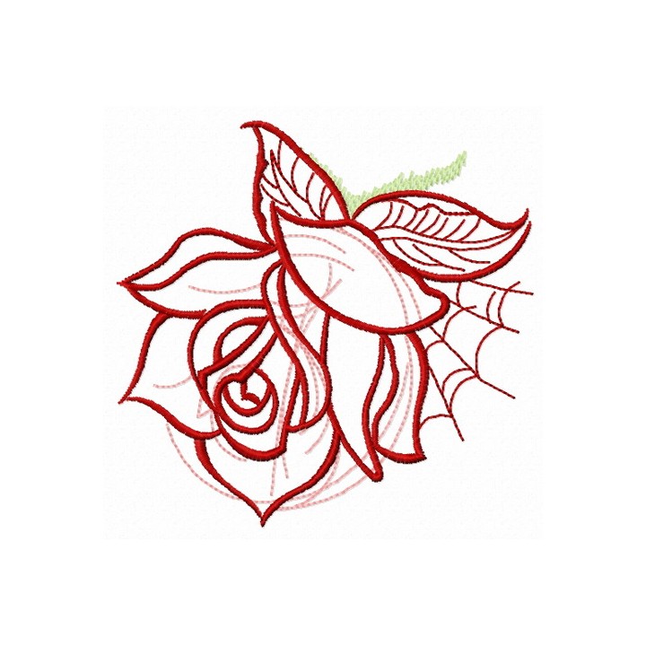 Rose and web embroidery design - Embroidery Design