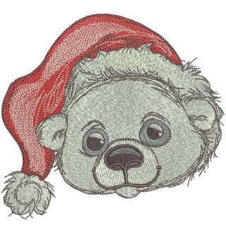 Polar bear in Santa hat 2 embroidery design - Embroidery Design