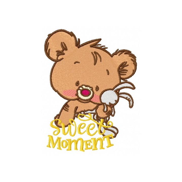 Baby bear with toy 3 embroidery design - Embroidery Design