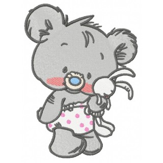 Baby bear with toy 2 embroidery design - Embroidery Design