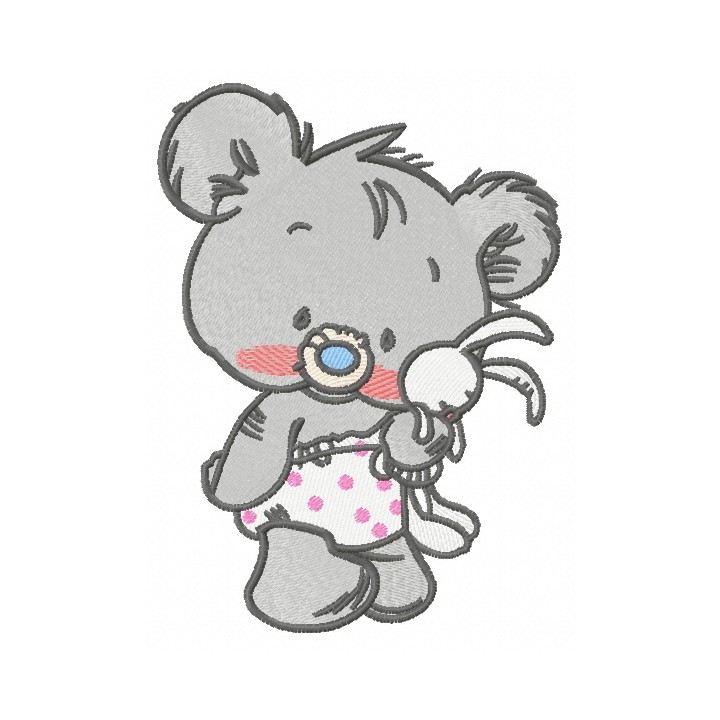 Baby bear with toy 2 embroidery design - Embroidery Design