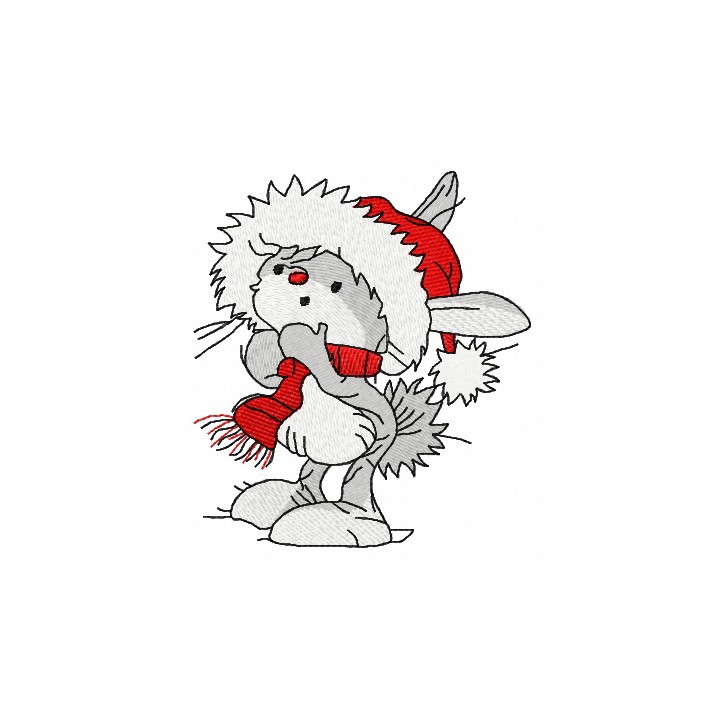 Christmas bunny 2 embroidery design - Embroidery Design